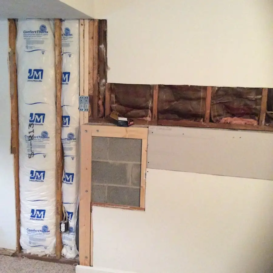 Wall insulation replacement during Basement Flood Cleanup in Bruce